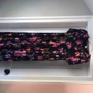 Navy blue floral maxi dress with pockets